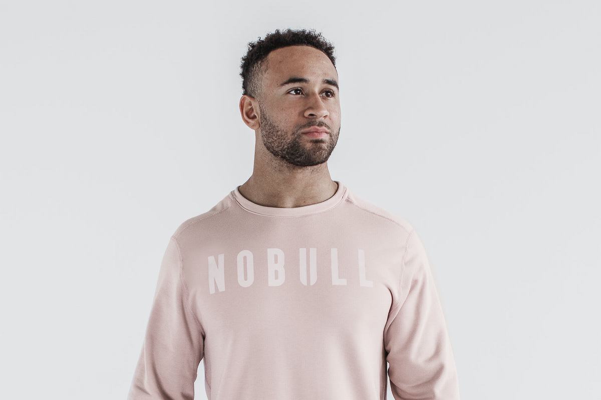 Nobull Crew Men\'s Sweatshirts Rose | Australia (ER2478)